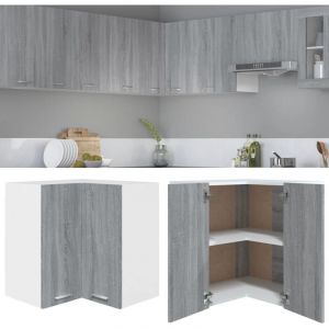 Armoire d'angle suspendue, Meuble haut cuisine, Armoire de rangement Sonoma gris 57x57x60 cm PEWV80868 DESIGN IN