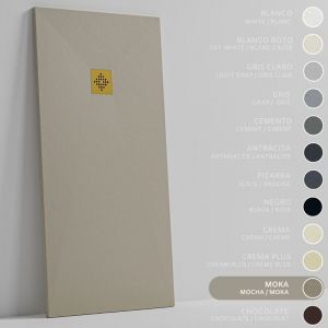 SOULBATH Receveur de Douche -R&eacute;sine -Gel Coat -Texture Lisse/Pierre -Antid&eacute;rapant -Couleur Moka - 180x90- Extra plat 3cm. Bonde de Vidage incluse