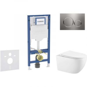 Geberit Duofix - Set de b&acirc;ti-support, cuvette Gaia et abattant softclose, plaque de d&eacute;clenchement Sigma20, inox SANI11CA6102B