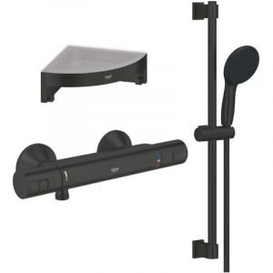 Mitigeur douche thermostatique GROHE Precision Start + Ensemble de douche avec barre 2 jets + Tablette de douche d'angle