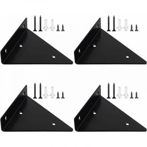 4 Pièces Supports d'étagère Flottants, Supports à Tablettes Muraux Triangulaires Invisibles, Equerre Etagere Murale Métal pour étagère Noir 170×130mm