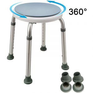 Siège de douche ergonomique Chaise de douche Ronde Pivotant 360° antidérapants hauteur réglable pieds(41-57cm) charge max.135 kg - Heilmetz