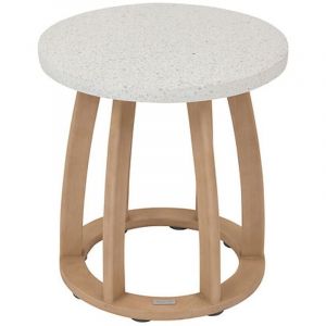 Hesperide - Table de jardin d'appoint ronde en bois et béton lemindo