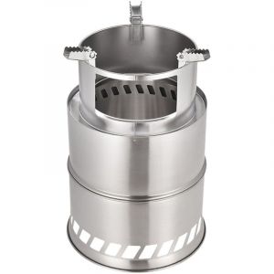 R&eacute;chaud de camping pliable en acier inoxydable, r&eacute;chaud &agrave; bois portable pour randonn&eacute;e, pique-nique et barbecue.