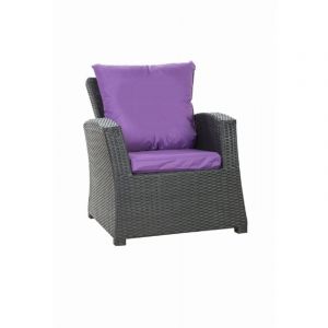 Coussins de fauteuil tressé en résine 56x52x7+56x50 2pcs Coussin de jardin violet Coussin de chaise extérieur avec dossier ensemble de salon rotin