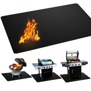 Tapis ignifuge pour chemin&eacute;e, tapis de chemin&eacute;e ignifuge, tapis ignifuge pour chemin&eacute;e, po&ecirc;le, barbecue, noir, tapis de barbecue 165 x 99 cm
