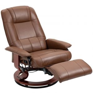Fauteuil Relax Pivotant avec Repose-Pieds - Accoudoirs Cuir Synthétique pour Salon et Chambre