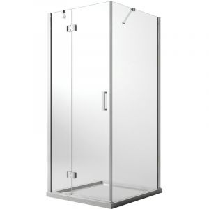 Parois cabine de douche angulaire pivotante verre transparent avec easy-clean h. 190 mod Flip porte + fixe 80X40 cm