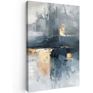 TABLEAU SUR TOILE Art - Gris - Or - Abstrait Tableaux Art D&eacute;coratif 80x120 cm