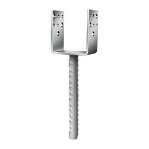 FP - Pied poteau 76x60x104mm Acier galvanis&eacute; &agrave; chaud &agrave; sceller (Par 10)