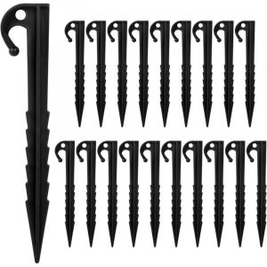 50 Pièces Piquets de Tente en Plastique, 14.5cm Sardine Tente Camping Plastique Résistant, Piquets de Fixation Tente Sol Crochet, (Noir)