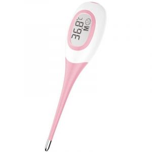 Thermom&egrave;tre &eacute;lectronique haut de gamme &agrave; mesure rapide en 8 secondes, thermom&egrave;tre buccal, grand &eacute;cran LCD tricolore, rose