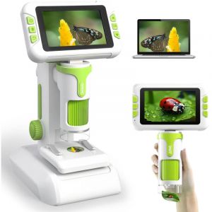 Microscope Enfant, Microscope Enfant Portable &Eacute;cran LCD 4 Pouces et Grossissement 1600X, Microscopes Num&eacute;rique, Prise de Photos et Vid&eacute;os, Fonction