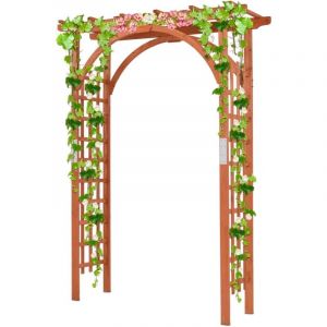 GOPLUS Arche de Jardin en Bois pour Plantes ou Fleurs Grimpantes, Arche en Treillis &agrave; Rosiers pour D&eacute;coration de F&ecirc;te/Mariage, Arceau en Bois Massif