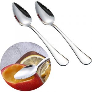Sollbry - CuillèRe à Pamplemousse en Acier Inoxydable 2pcs Cuillère à Dessert, Acier Inoxydable cuillère, Convient pour Apple, Kiwi, Papaye, Orange