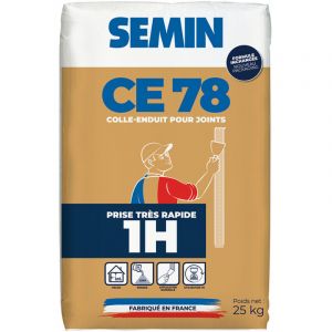 Enduit pour Joints de Plaques de Pl&acirc;tre Semin - CE 78 - Temps de Prise 1 Heure - Sac de 25 kg