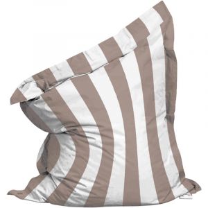 Housse vide de pouf ray&eacute; XL imperm&eacute;able 140x120 cm taupe et blanc