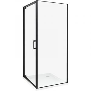Beliani - Cabine de Douche Carré en Verre Trempé 80 x 80 x 185 cm Porte Simple Noir Darli