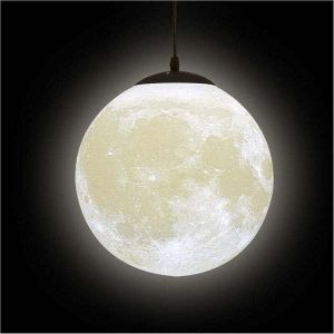 YMYNY Lustre en forme de lune 3D, plafonnier en forme de lune, luminaire suspendu en forme de plan&egrave;te, luminaire d&eacute;coratif de plafond, id&eacute;al pour un