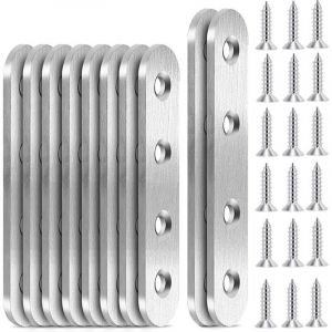 10PCS Fixation Droits Plats Plaques Pattes D'assemblage en Inox Sont Pattes d'assemblage &Eacute;querres Plaque de R&eacute;paration , 96 x 16 mm, 76 x 16 mm