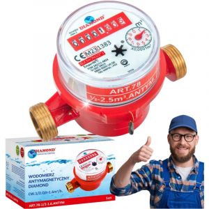 COMPTEUR D'EAU ANTIMAGN&Eacute;TIQUE 1/2'' 2,5 m3 EAU CHAUDE