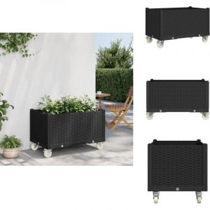 Jardinière à roulettes noir 80x50x54 cm PP - Jardinierre Extérieure - Pot De Fleurs Extérieur - Jardinière À Roulettes - Jardinière Design - Plante
