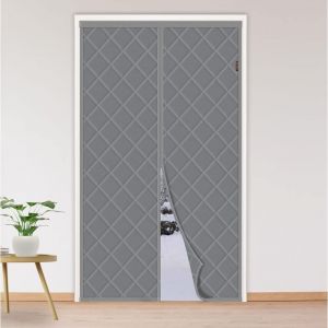 Sollbry - Rideau de Porte Isolant Thermique 90 x 210 cm, Rideau de Porte Épaississant d'hiver, Isolant Phonique Anti Froid, en Coton Magnétique, Gris