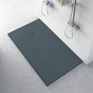 Ferrari Srl - Receveur de douche zéro plan minéral 900x1400 anthracite en plan minéral avec caillebotis assorti