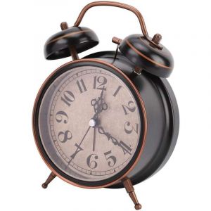 R&eacute;veil &agrave; l'ancienne, r&eacute;veil m&eacute;canique r&eacute;tro, ancien r&eacute;veil traditionnel avec veilleuse (noir)