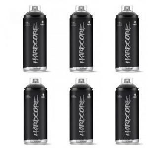 Bombe de peinture - MONTANA COLORS - Hardcore - Noir mat - Lot de 6 - 400 ml