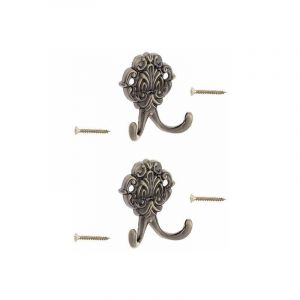 Cyclingcolors - 2x Crochet vintage m&eacute;tal laiton vieilli avec vis rustique ancien mural cuisine salle de bain porte manteau serviette sac couvert