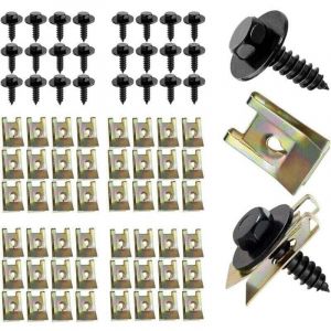 100Pcs Kit de Fixation Clips Vis Plaque Cache Protection Sous Moteur,Vis Carrosserie Voiture,Vis Clips Carrosserie Plastique Voiture,pour Ailes