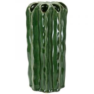Vase d&eacute;coratif cactus vert en c&eacute;ramique moderne 11,5x23,5 cm