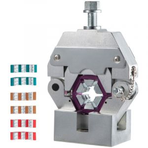 Presse à tuyaux hydraulique manuelle portable Mophorn 71550 - Kit d'outils de sertissage de tuyaux avec 4 matrices pour climatisation de voiture