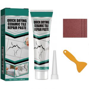 Joint carrelage 100ml &ndash; P&acirc;te imperm&eacute;able pr&ecirc;te &agrave; l'emploi &ndash; S&eacute;chage express &ndash; Kit avec spatule et papier ponce