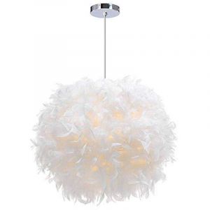 [JAMAIS UTILIS&Eacute;] Lustre Suspension 30cm Lustre Plume Blanche Suspension Luminaire pour Chambre