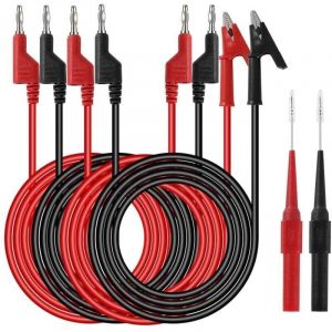 Cables de Test de Multim&egrave;tre avec Sondes de Multim&egrave;tre Pince Crocodile Fiche Banane 4mm pour Multimetre Professionnel Testeur Electrique Noir Rouge 6