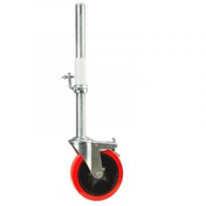 Roue d&rsquo;&eacute;chafaudage - MESO - PU - 200mm - 300kg - Broche acier 38mm avec douille et tube