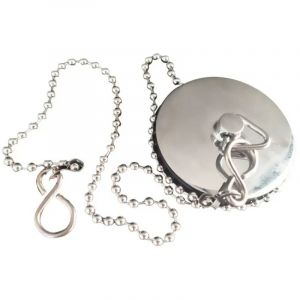 Linghhang - Bouchon D47 avec enjoliveur en m&eacute;tal et cha&icirc;nette L450 mm pour &eacute;vacuation &eacute;vier, lavabo ou baignoire,