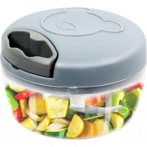 Tigrezy - Hachoir à oignons manuel 500 ml avec 3 lames en acier inoxydable, hachoir à oignons en acier inoxydable, hachoir manuel multiple, hachoir à