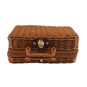 Panier de pique-nique, valise vintage tiss&eacute;e, panier de rangement tiss&eacute;, &eacute;tui en rotin, linge tiss&eacute; B