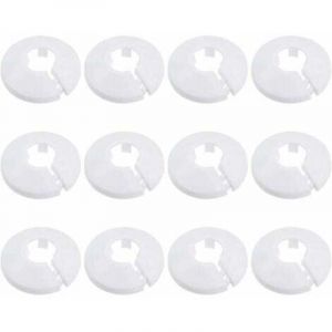 12 Pcs Cache Tuyau, Cache Tuyau Plomberie Collier Radiateur, Manchon Radiateur pour Tuyau Rosace Ronde Blanche Diamètre de 15 mm (Blanc) - Lablanc