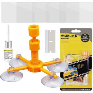 Kit de r&eacute;paration de pare-brise - Kit de r&eacute;paration de fissures pour pare-brise, r&eacute;pare les impacts en forme de cailloux, d'&oelig;il-de-b&oelig;uf, d'&eacute;toile ou