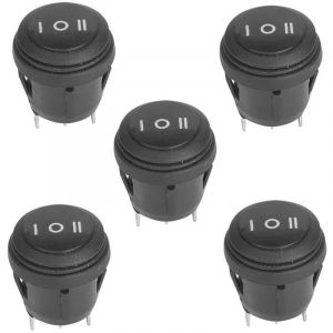 Interrupteur à Bascule, 5Pcs spst Snap-in on/off/on 3 Broches 3 Positions Interrupteur à Bascule à Enclenchement Rond 10A / 125V 6A / 250V Bateau