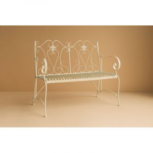 Biscottini - Banc d'ext&eacute;rieur en fer 113x58x94 cm Canap&eacute; de jardin et d'entr&eacute;e Banc en m&eacute;tal blanc Chaise d'int&eacute;rieur 2 places en fonte