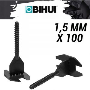 Bihui - 100 Croisillons autonivelants à vis en 'i' 1,5mm (carrelage de 3 à 18mm) Spin Leveling System