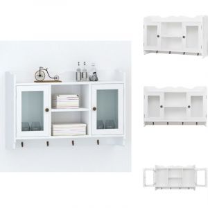 Vidaxl - Vitrine murale avec étagère de Livre / dvd / Verre en mdf Blanc - Étagère Murale - Vitrine Murale - Meuble Mural - Rangement Mural