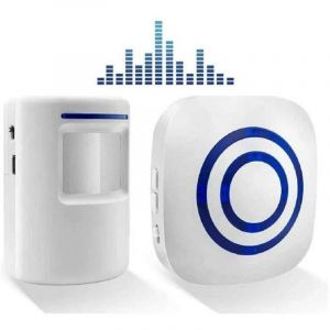 Sonnette sans Fil Kit de Carillon de Porte Electrique avec 1 R&eacute;cepteur et 1 D&eacute;tecteur de Mouvement pir Capteur Alerte Visiteur Alarme de S&eacute;curit&eacute;