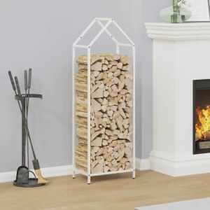 Portant de bois chauffage- Porte-b&ucirc;ches- Meuble pour range b&ucirc;ches blanc 40x25x120 cm 671091