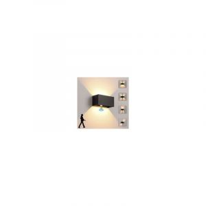 Applique Murale intérieur/Extérieur avec Détecteur de Mouvement,LED 12W Moderne Luminaire Murale,Éclairage Mural Etanche IP65 3000K Blanc chaud,Noir